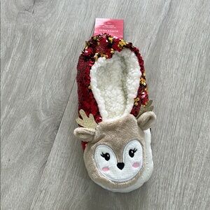 Wondershop Red and Gold Festive Slippers with Plush Design